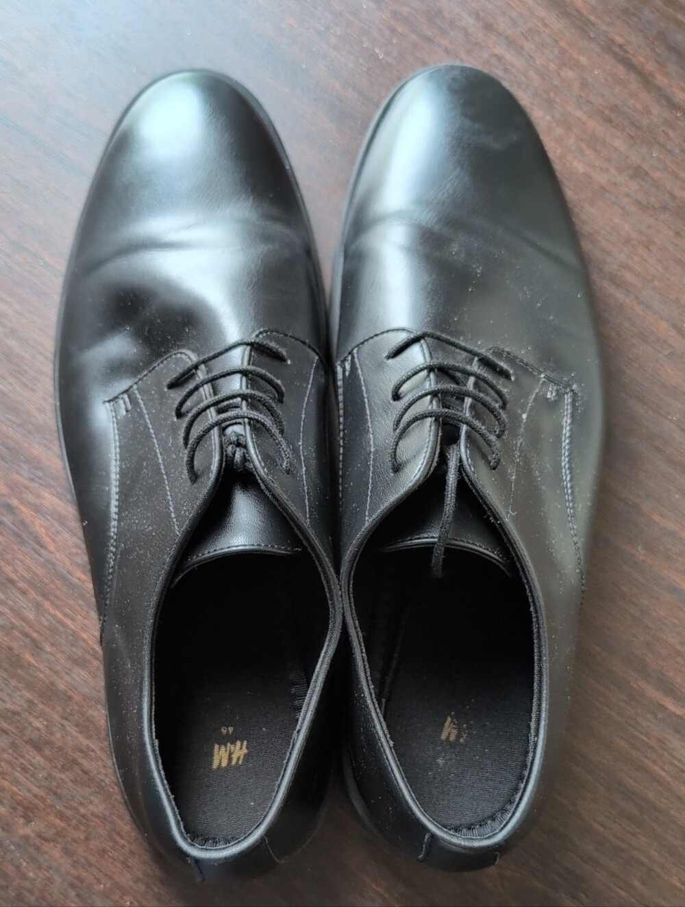 H&M Black Leather Lace-Up Oxfords